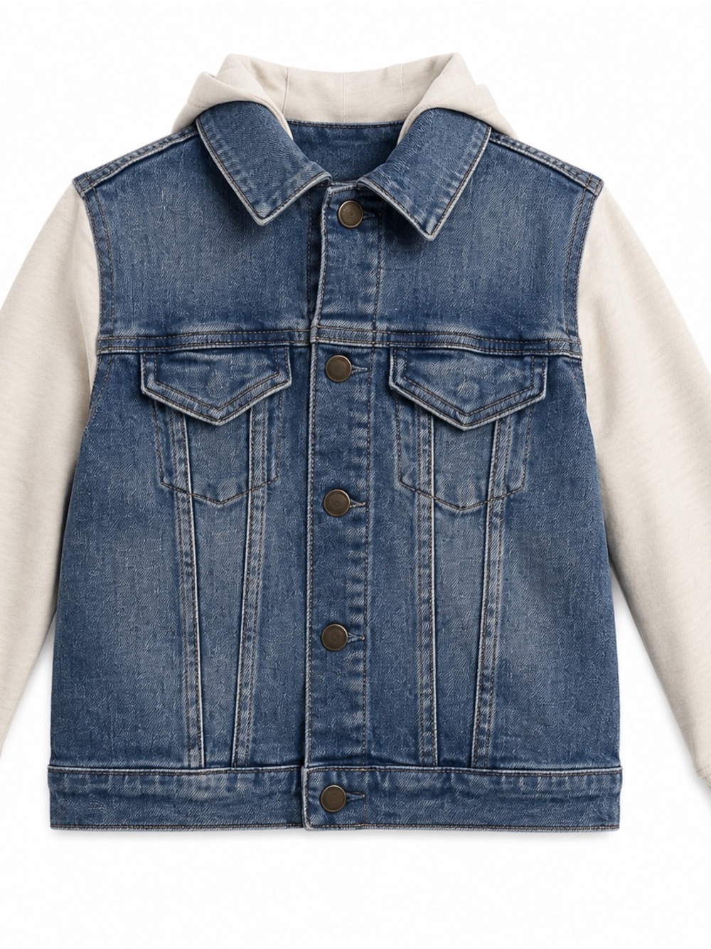 DL1961 Kids Blue Denim Jacket with Cream Sleeves
